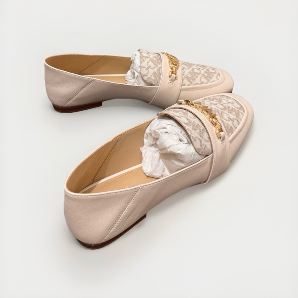 Michael Kors Cream Loafers with Gold Detail
